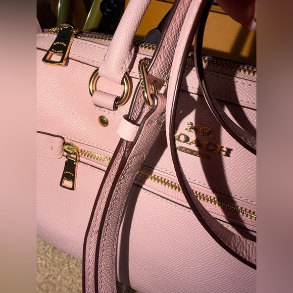 🌸 Coach Rowan Satchel Powder Pink Leather Crossbody Bag Gold Hardware - Picture 8 of 13